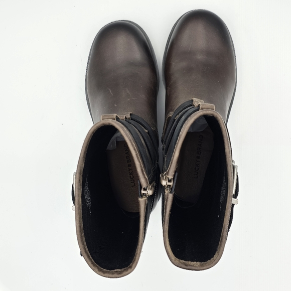 NEW Lucky Brand Cheviss Biker Boots, Dark Brown, Women's 5.5M - Picture 12 of 16